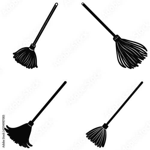 Mop Vector Silhouetted Bundle Set Collection