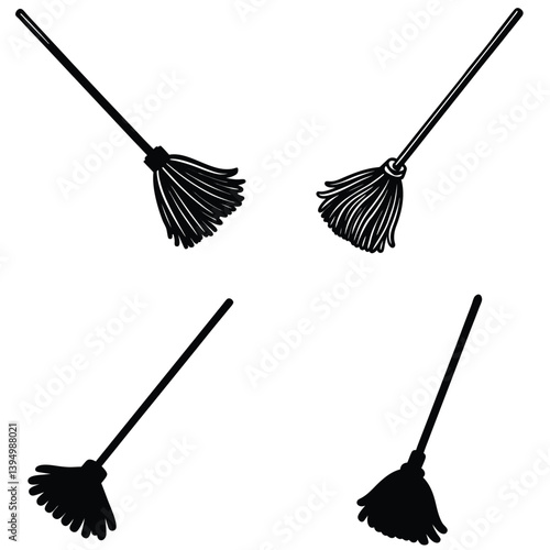 Mop Vector Silhouetted Bundle Set Collection