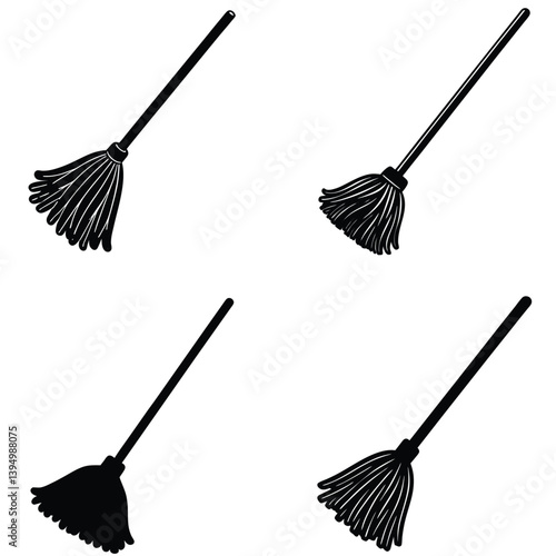 Mop Vector Silhouetted Bundle Set Collection