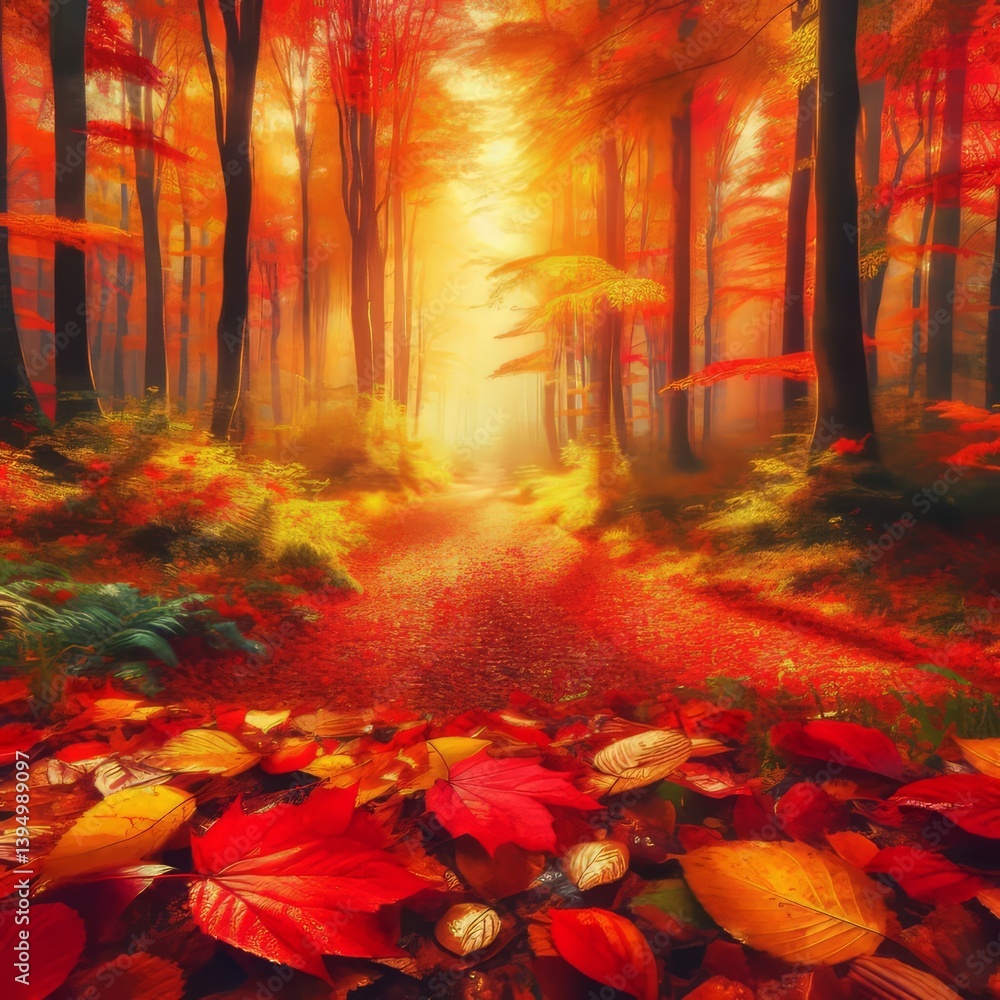 Fototapeta premium Autumn on a forest path