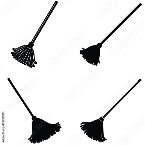 Mop Vector Silhouetted Bundle Set Collection