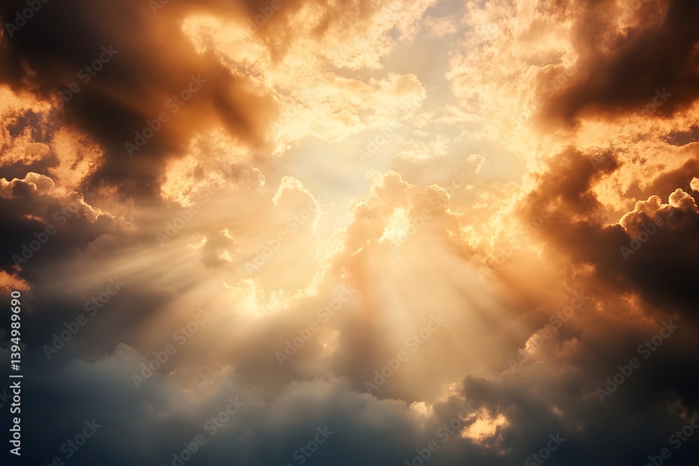 Fototapeta premium Celestial Drama A Sky Painted with Light and Shadow