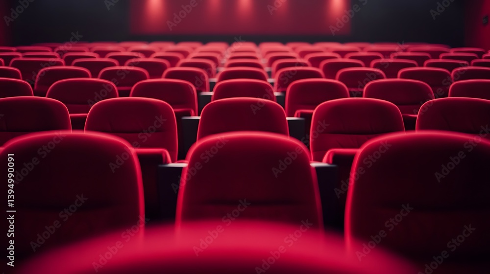 Fototapeta premium Empty Red Cinema Seats: Awaiting the Show