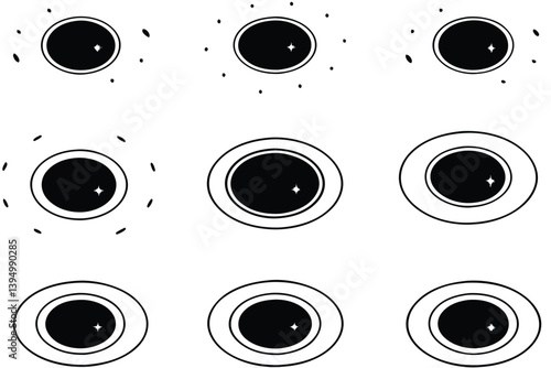 black hole line art deep universe phenomenon with intense gravity pull.
