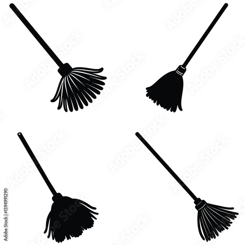 Mop Vector Silhouetted Bundle Set Collection