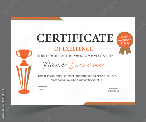 modern certificate ofc excellence award design.
