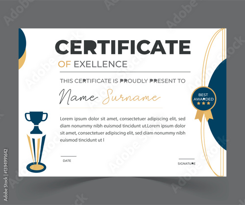 modern certificate ofc excellence award design.