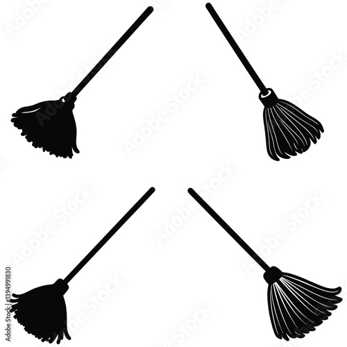 Mop Vector Silhouetted Bundle Set Collection