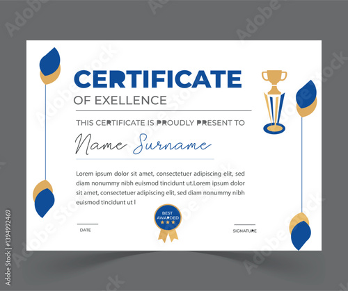 modern certificate ofc excellence award design.
