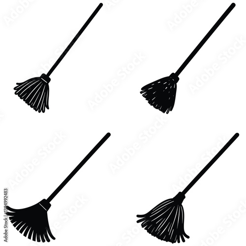 Mop Vector Silhouetted Bundle Set Collection