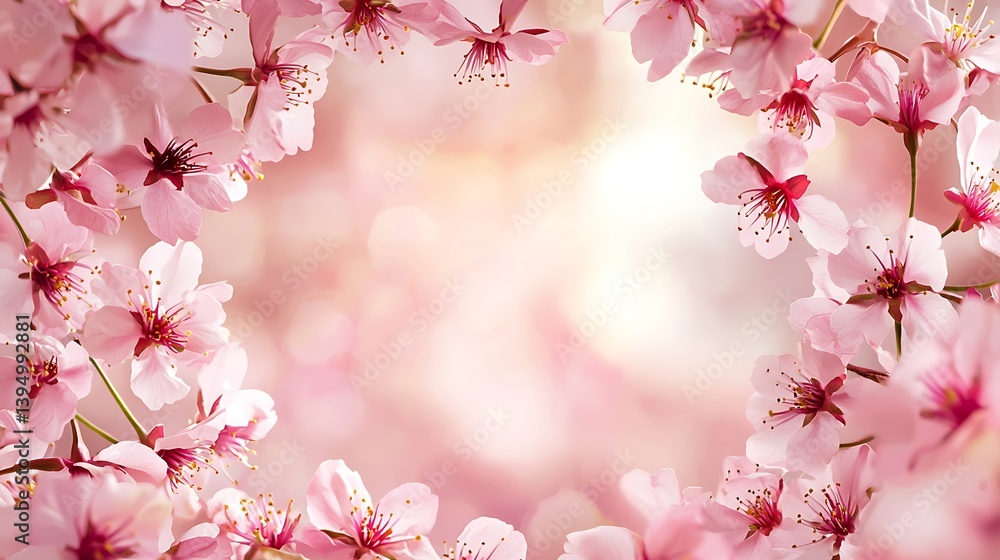 Cherry blossoms forming a delicate frame for a portrait in a spring setting. Cherry blossoms forming a delicate frame for a portrait in a spring setting.
