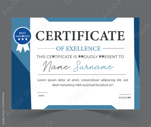 modern certificate ofc excellence award design.