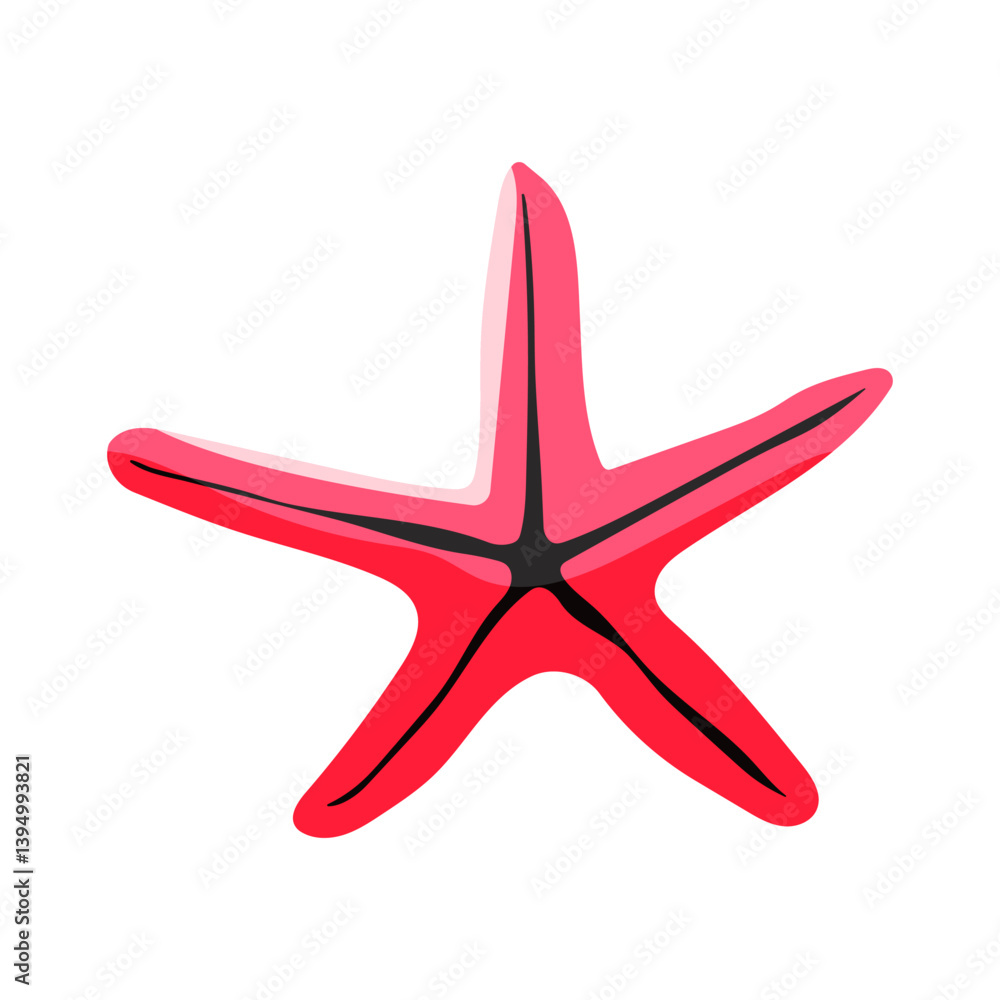  A red star with black lines.