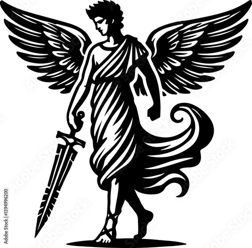 sketch vector illustration design image icon logo symbol winged angel guardian of the world 