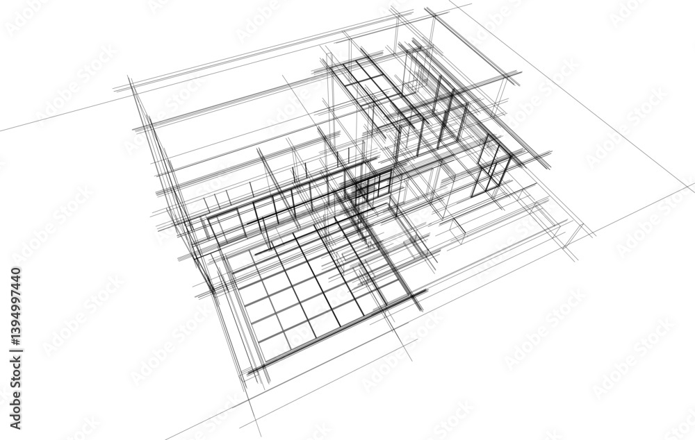 Architectural drawing of a modern house Architectural drawing of a modern house