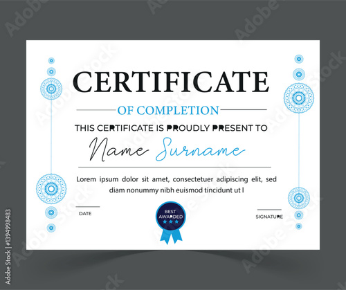 modern certificate ofc excellence award design.