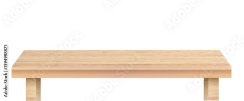 Wood table perspective view, kitchen top made of brown timber, wooden surface of desk on transparent background. Tabletop interior . Vector