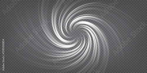 Circle air rotation effect. Top view on round tornado. Portal vortex. Fresh wind flow. Cyclone rotation. Smoke whirlpool. Vector illustration
