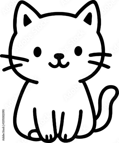 Cute cartoon cat head drawing