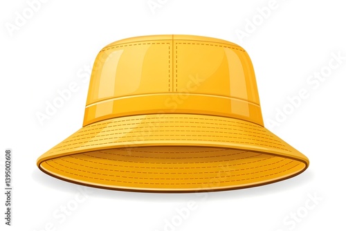 Yellow Bucket Hat Isolated on White Background