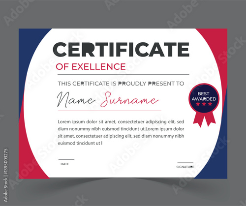 modern certificate ofc excellence award design.
