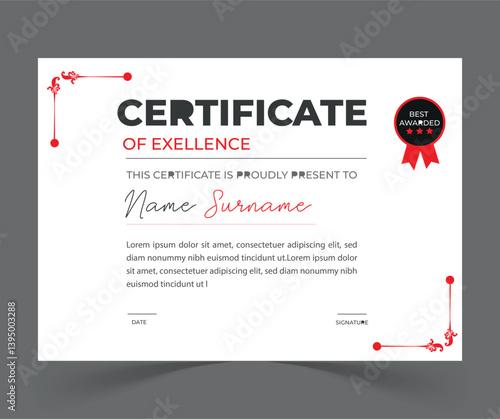 modern certificate ofc excellence award design.