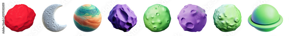 PNG Colorful textured clay planets, element set on transparent background PNG Colorful textured clay planets, element set on transparent background