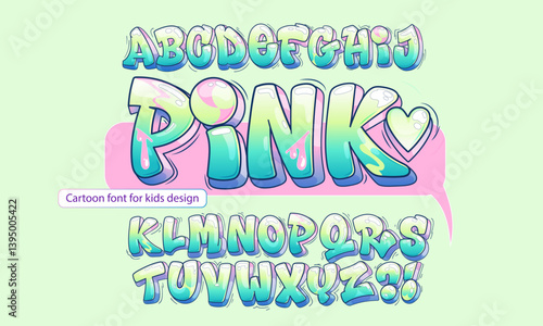 Set of cartoon letters in light colors for fun kids design inscription