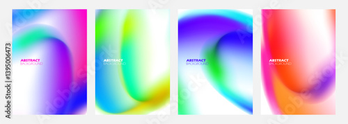 Set of abstract backgrounds with vibrant fluid color shapes. Defocused color gradients. Blurred colors for creative graphic design. Vector illustration.