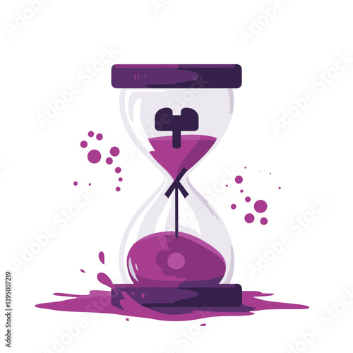 Purple Hourglass with Sand Flowing Illustration