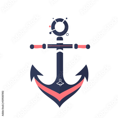 Abstract Geometric Navy Blue Coral Anchor Icon