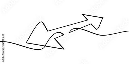 continuous line drawing double arrow symbol. abstract line art illustration for your design project