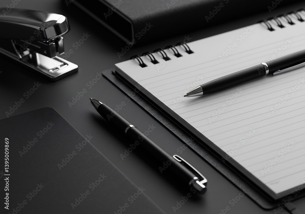 Elegant Black and White Office Supplies. AI Generated Elegant Black and White Office Supplies. AI Generated