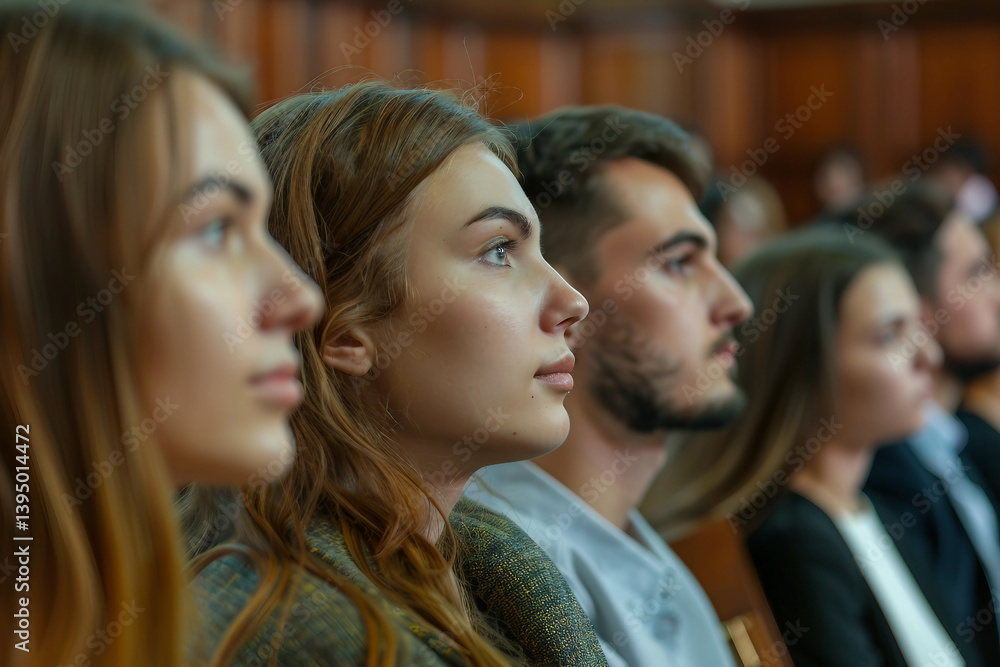 Obraz premium Generative AI representation of a judge presiding in a courtroom during a legal trial