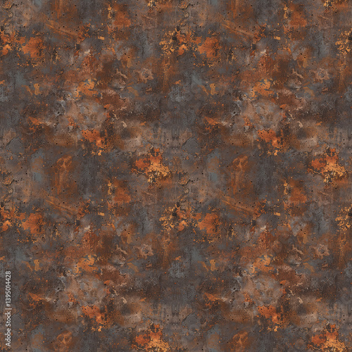 Rustic metal texture with rusty grunge brown steel old iron