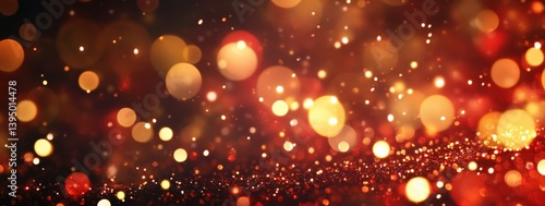 An indistinct image featuring red and gold glitter on a dark backdrop
