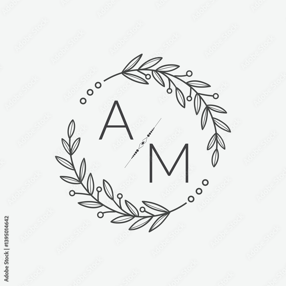 Obraz premium initial monogram wedding with creative circle line