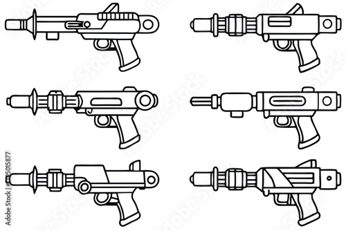 blaster line art retro inspired sci fi laser weapon design