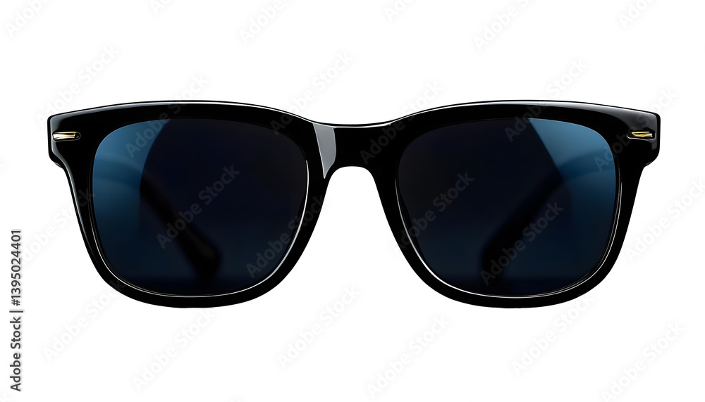 Classic black sunglasses front view, isolated Classic black sunglasses front view, isolated