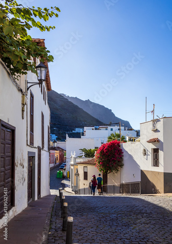 Obraz na płótnie View of street in sunny day in in Garachico, Santa Cruz de Tenerife, Spain w salonie