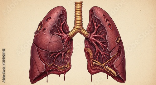 Wallpaper Mural Damaged lungs illustration, representing respiratory disease and lung health Torontodigital.ca