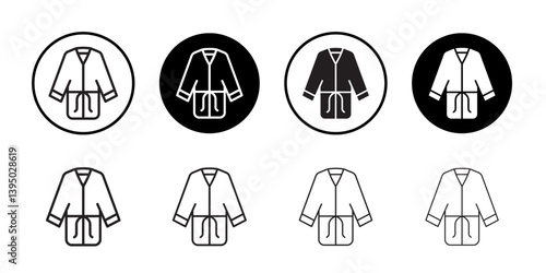 bathrobe icon outline collection or set in black and white