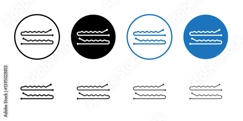 bobby pins icon outline collection or set in black and white
