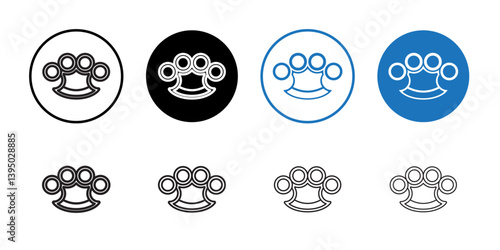 brass knuckles icon outline collection or set in black and white