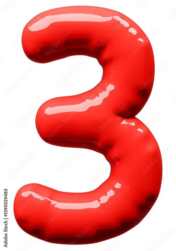 3D画像_風船_3_赤 3D画像_風船_3_赤