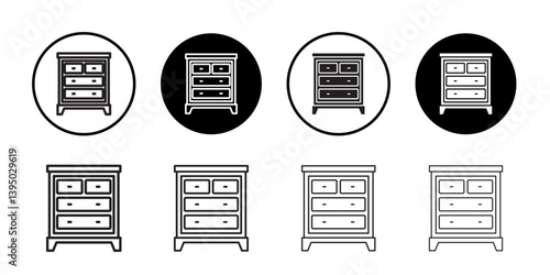 Chest of drawers icon outline collection or set in black and white