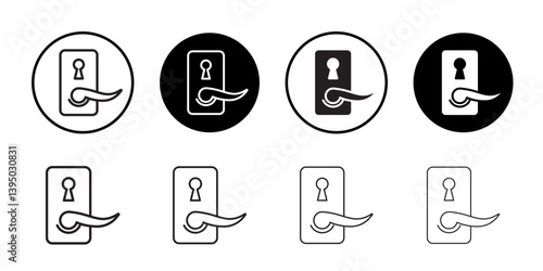 Door knob icon (2) outline collection or set in black and white