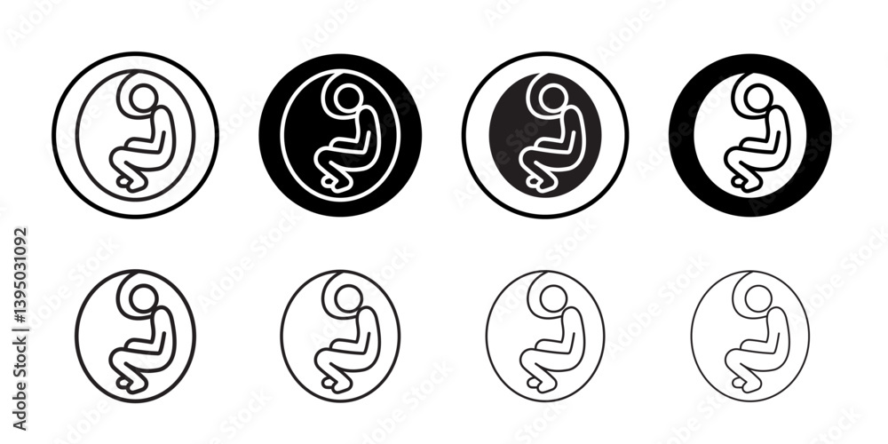 Embryo Child icon outline collection or set in black and white Embryo Child icon outline collection or set in black and white