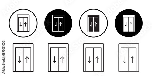 Elevator lift icon outline collection or set in black and white