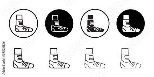 Foot splint icon outline collection or set in black and white